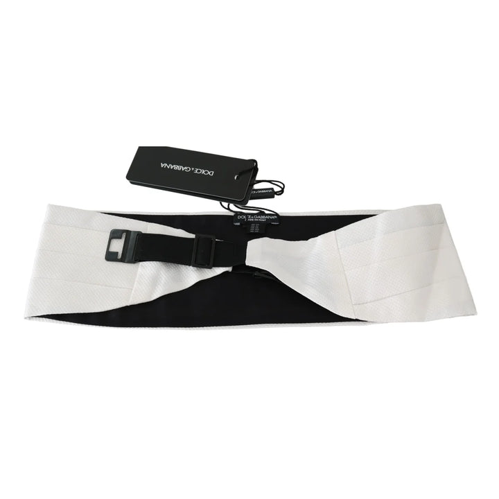 Dolce & Gabbana White Men Waist Belt 100% Silk Cummerbund