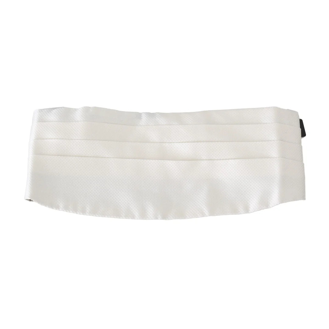 Dolce & Gabbana White Men Waist Belt 100% Silk Cummerbund