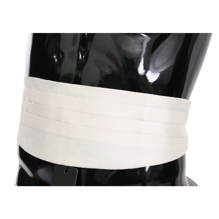 Dolce & Gabbana White Men Waist Belt 100% Silk Cummerbund