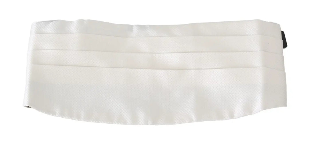 Dolce &amp; Gabbana White Men Waist Belt 100% Silk Cummerbund