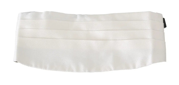 Dolce &amp; Gabbana White Men Waist Belt 100% Silk Cummerbund