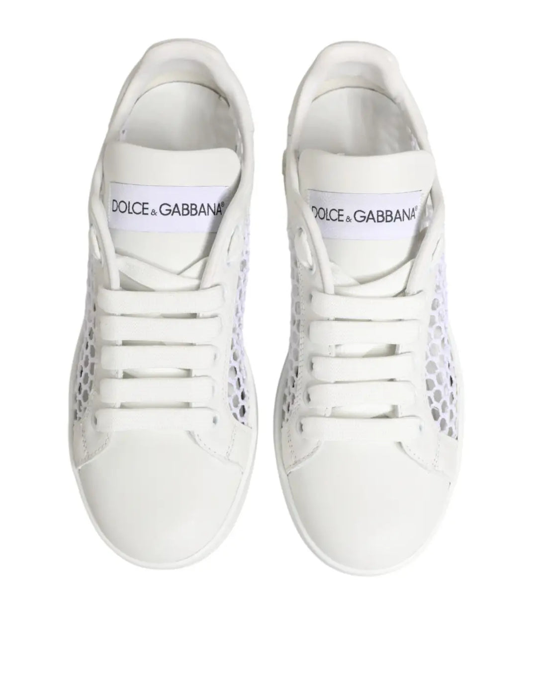 Dolce &amp; Gabbana White Mesh Inserts Low Top Sneakers Shoes