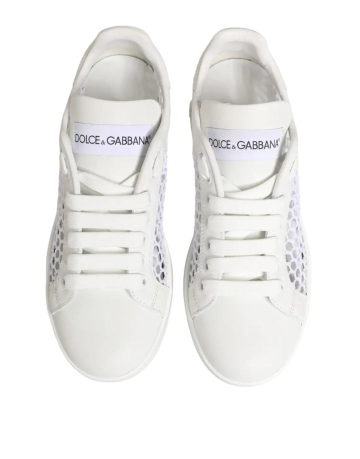 Dolce &amp; Gabbana White Mesh Inserts Low Top Sneakers Shoes