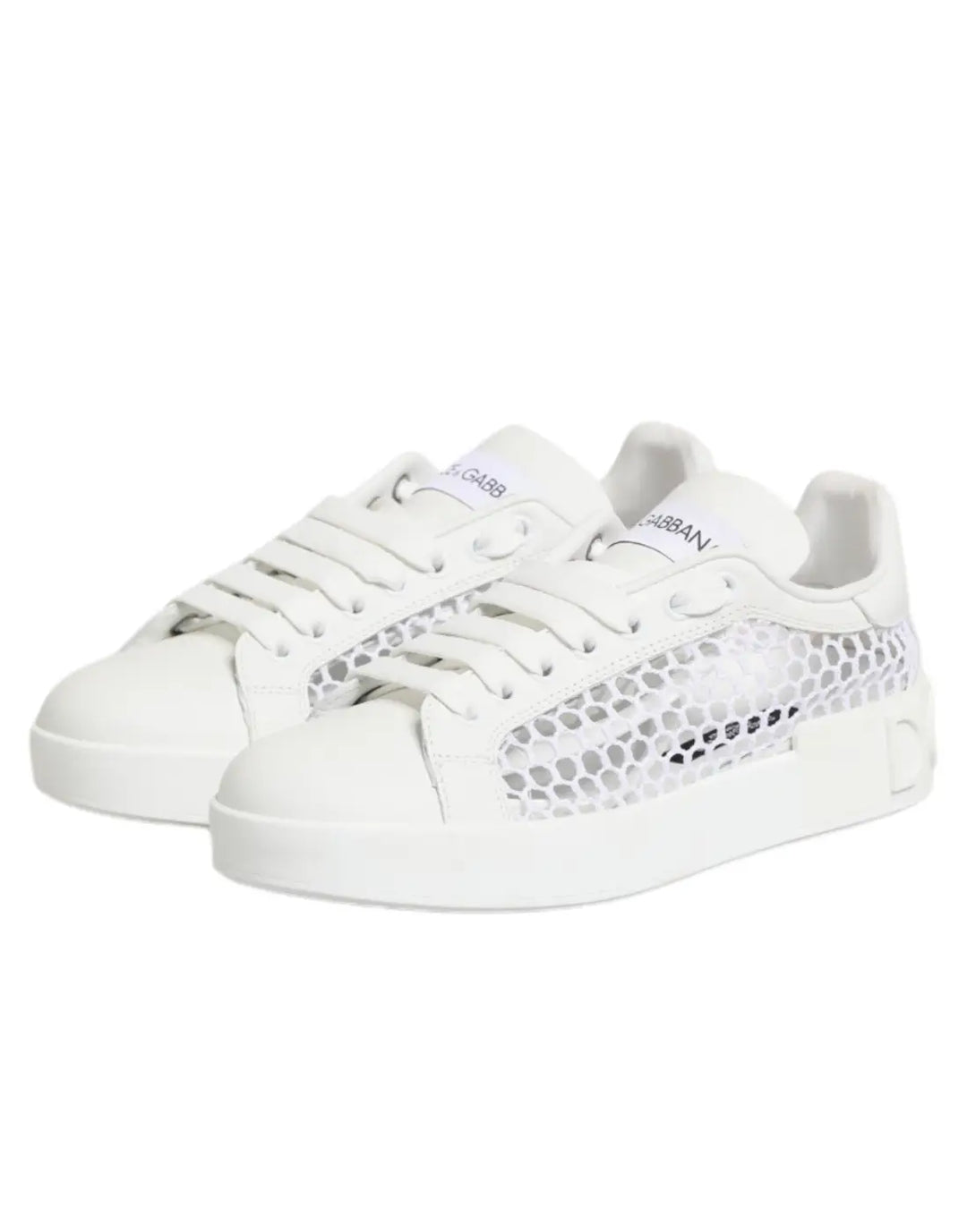Dolce &amp; Gabbana White Mesh Inserts Low Top Sneakers Shoes