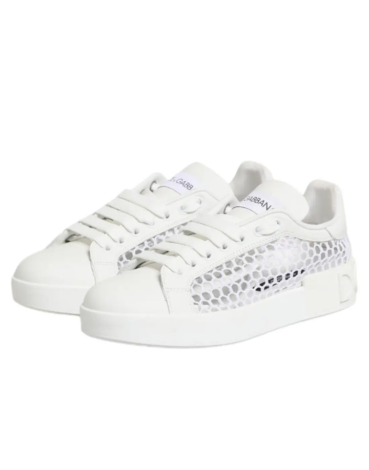 Dolce &amp; Gabbana White Mesh Inserts Low Top Sneakers Shoes