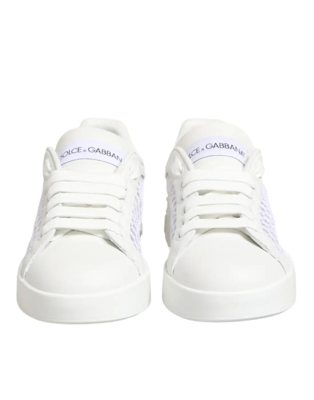 Dolce &amp; Gabbana White Mesh Inserts Low Top Sneakers Shoes