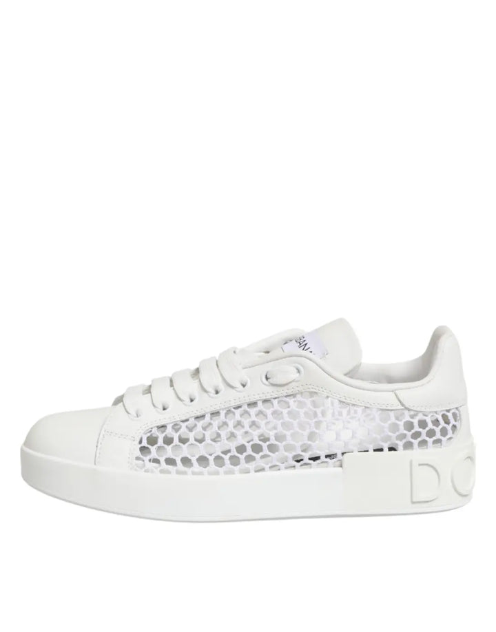 Dolce &amp; Gabbana White Mesh Inserts Low Top Sneakers Shoes