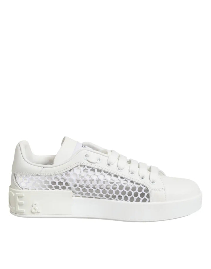 Dolce &amp; Gabbana White Mesh Inserts Low Top Sneakers Shoes
