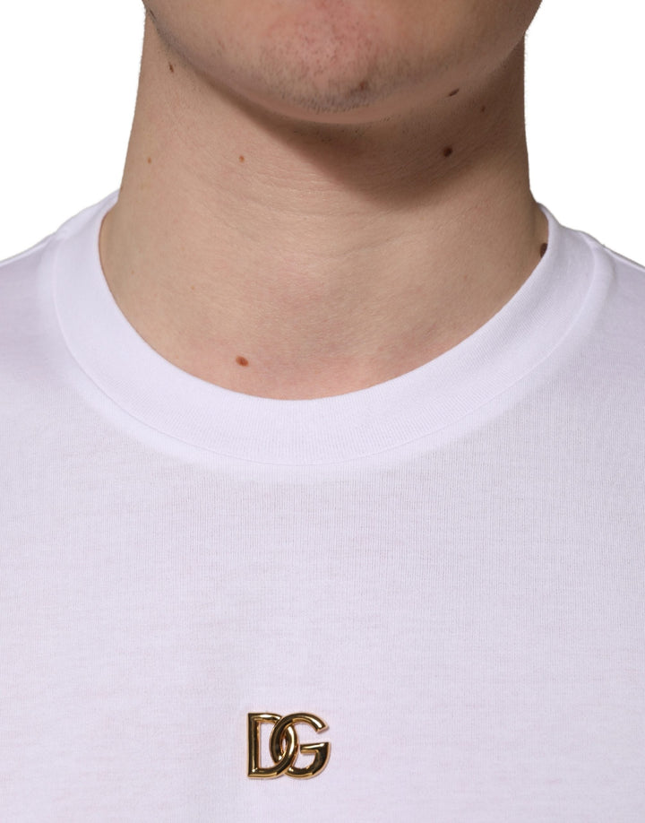 Dolce &amp; Gabbana White Metal Dg Logo Cotton Short Sleeves T-shirt
