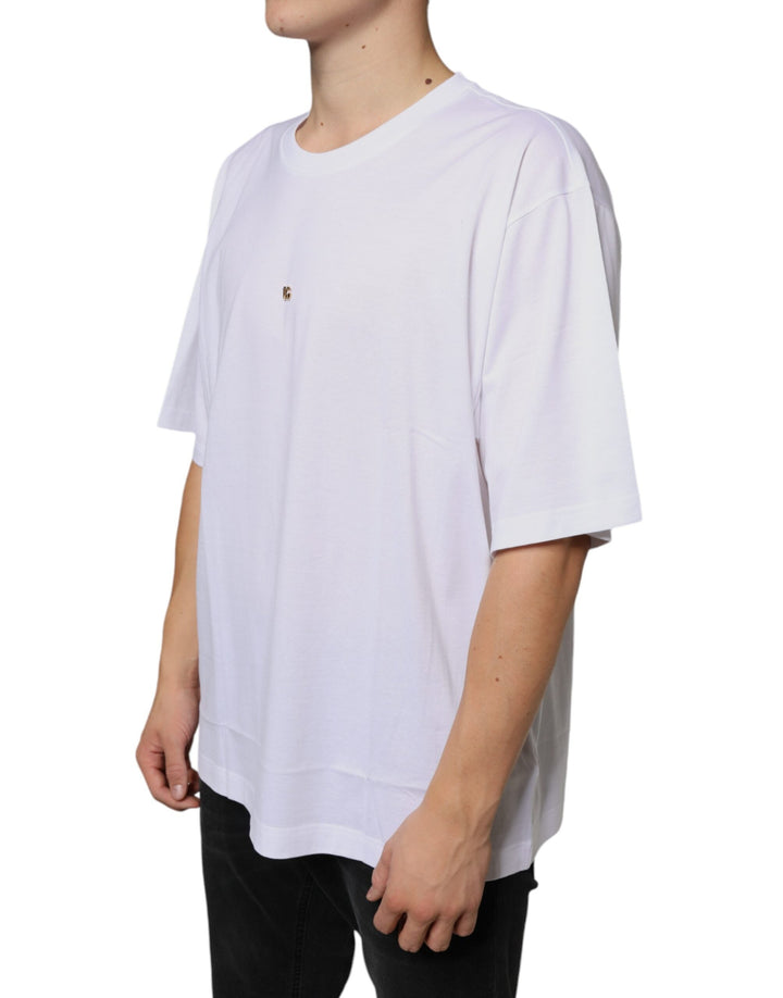 Dolce &amp; Gabbana White Metal Dg Logo Cotton Short Sleeves T-shirt