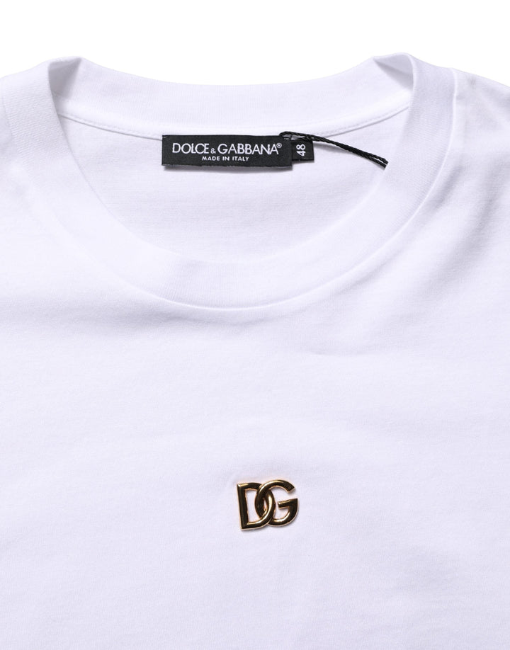 Dolce &amp; Gabbana White Metal Dg Logo Cotton Short Sleeves T-shirt