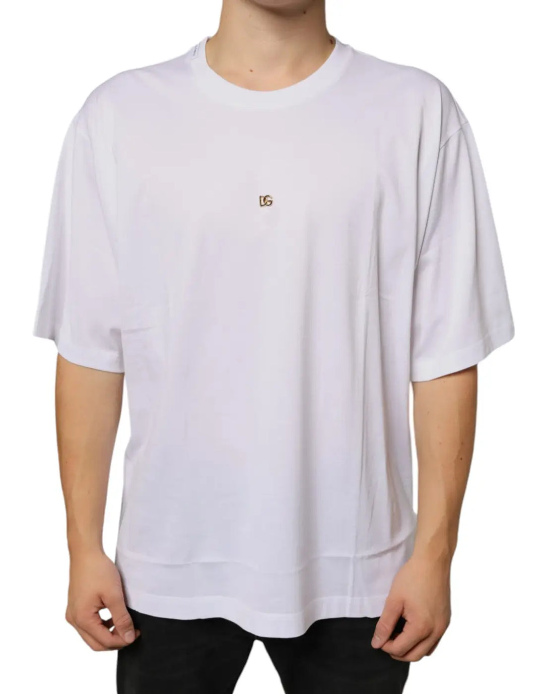 Dolce &amp; Gabbana White Metal DG Logo Cotton Short Sleeves T-shirt