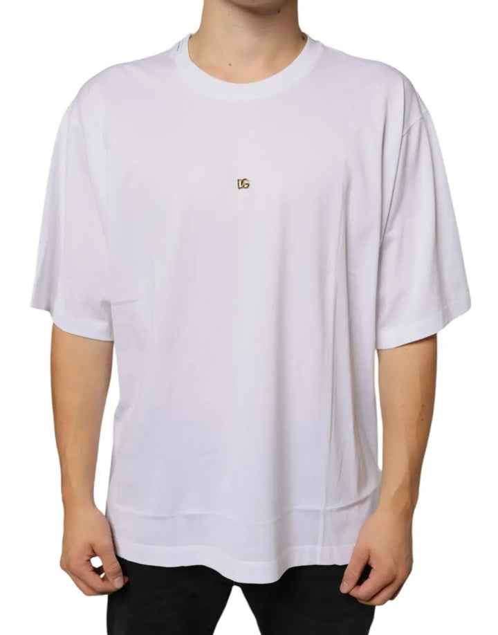 Dolce &amp; Gabbana White Metal DG Logo Cotton Short Sleeves T-shirt