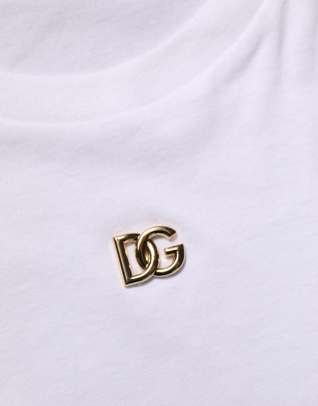 Dolce &amp; Gabbana White Metal Dg Logo Short Sleeves T-shirt