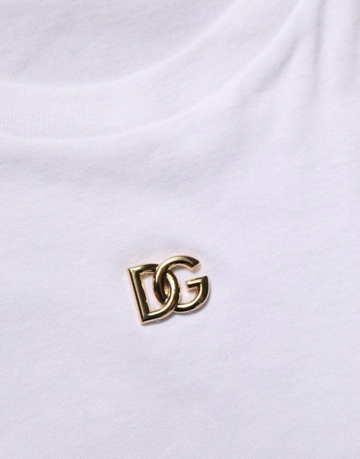 Dolce &amp; Gabbana White Metal Dg Logo Short Sleeves T-shirt