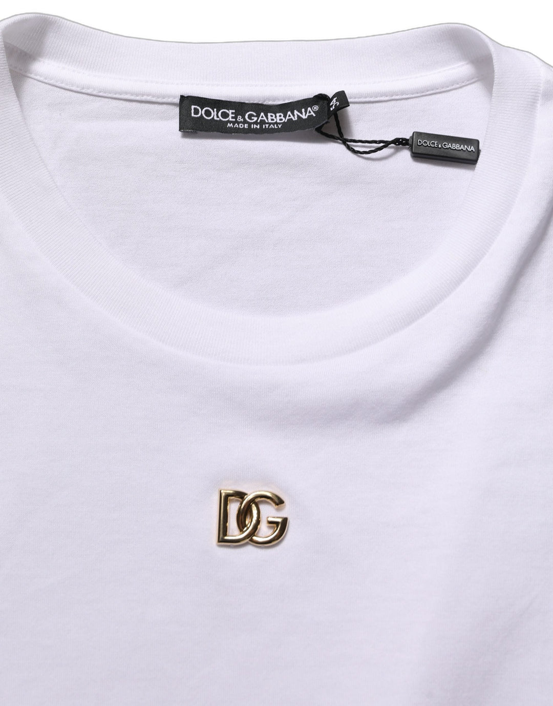 Dolce &amp; Gabbana White Metal Dg Logo Short Sleeves T-shirt