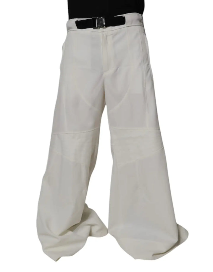 Dolce &amp; Gabbana White Mid Waist Wide Leg Pants