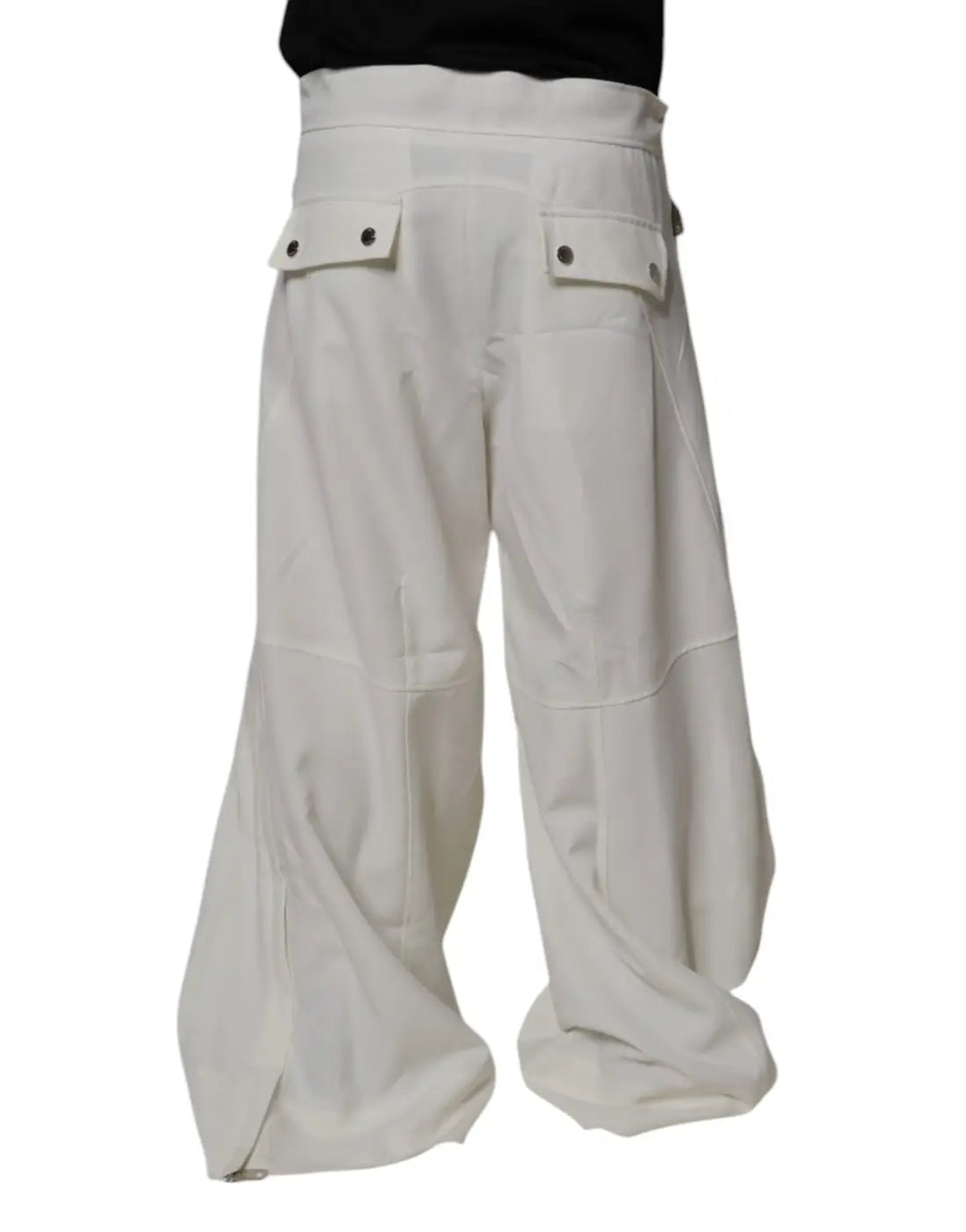 Dolce &amp; Gabbana White Mid Waist Wide Leg Pants