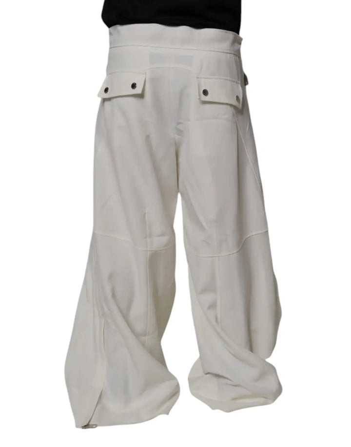 Dolce &amp; Gabbana White Mid Waist Wide Leg Pants