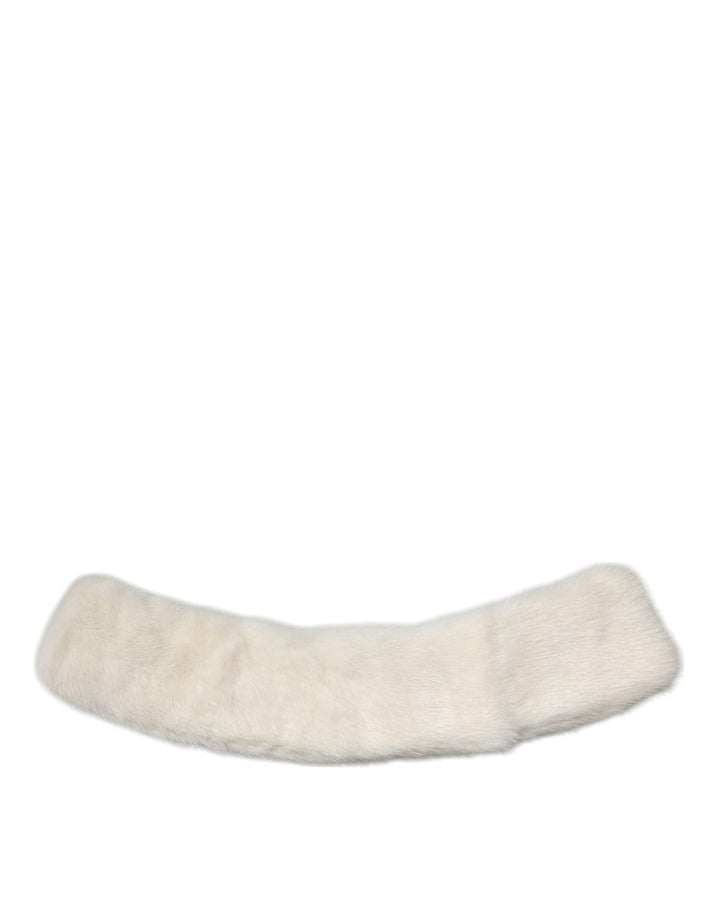Dolce &amp; Gabbana White Mink Fur Collar Women Neck Wrap Scarf