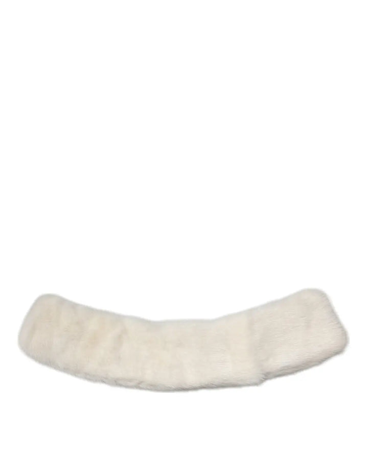 Dolce &amp; Gabbana White Mink Fur Collar Women Neck Wrap Scarf