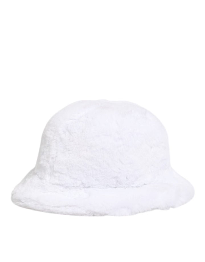 Dolce &amp; Gabbana White Modacrylic Fur Bucket Men Capello Hat
