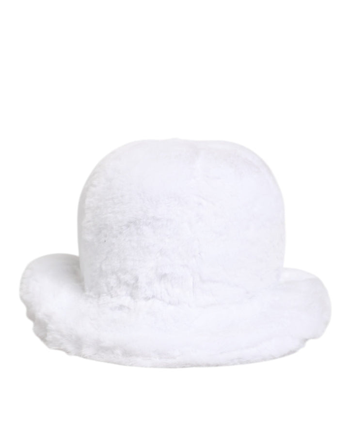 Dolce &amp; Gabbana White Modacrylic Fur Bucket Men Capello Hat