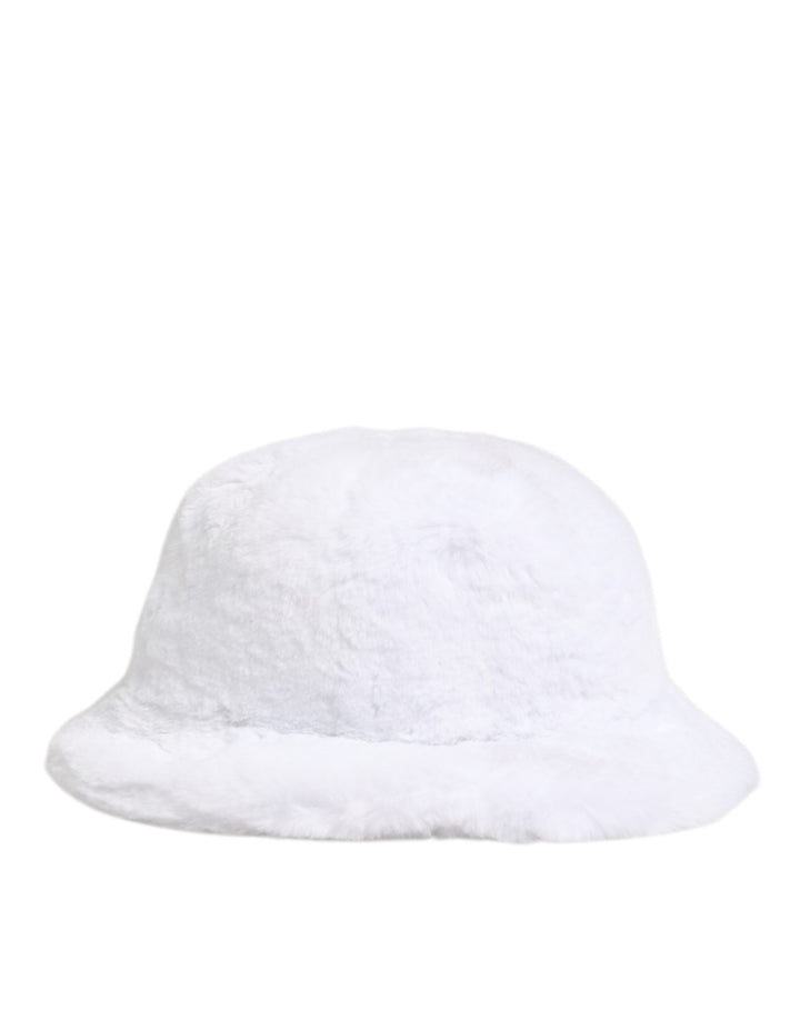 Dolce &amp; Gabbana White Modacrylic Fur Bucket Men Capello Hat