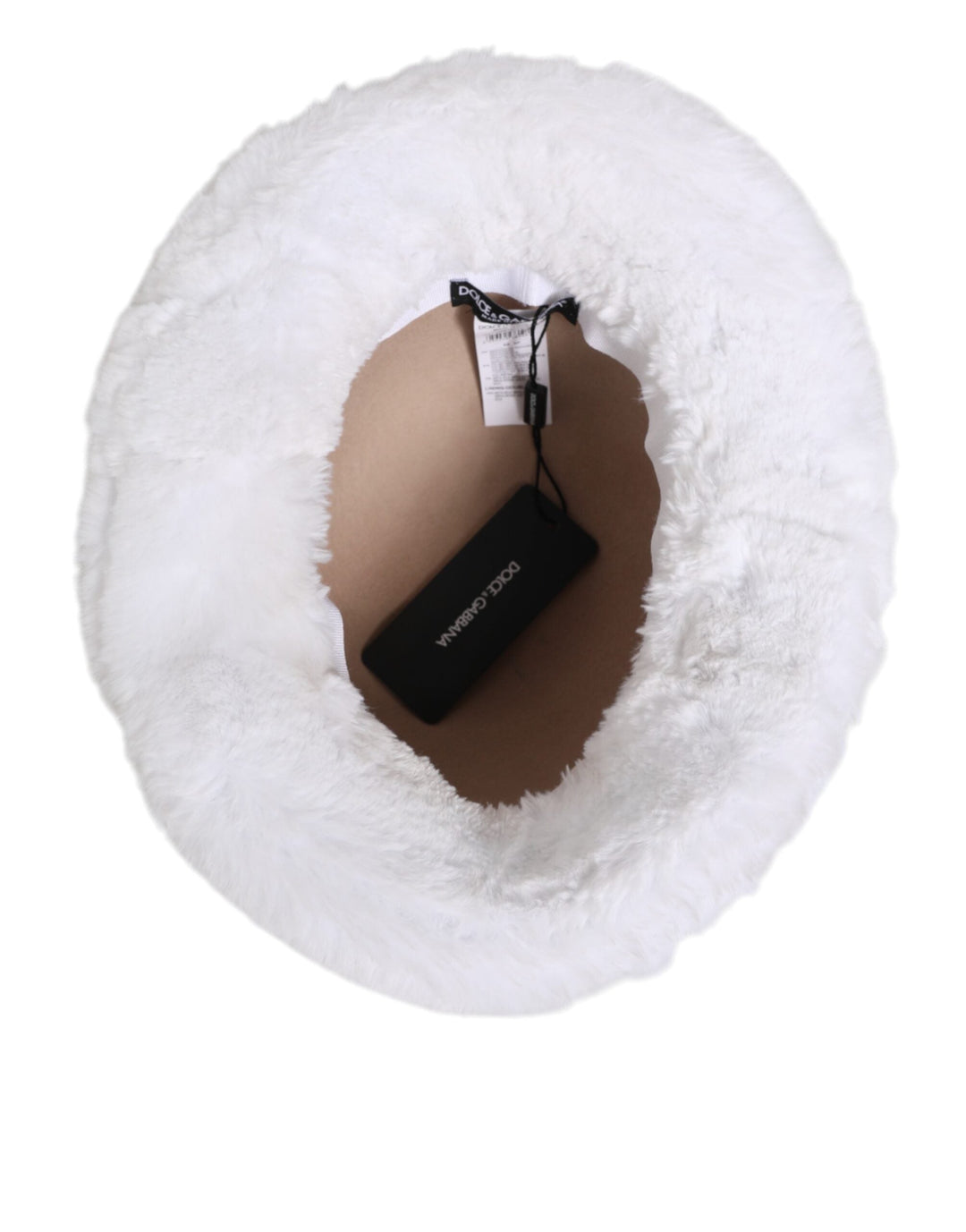 Dolce &amp; Gabbana White Modacrylic Fur Bucket Men Capello Hat