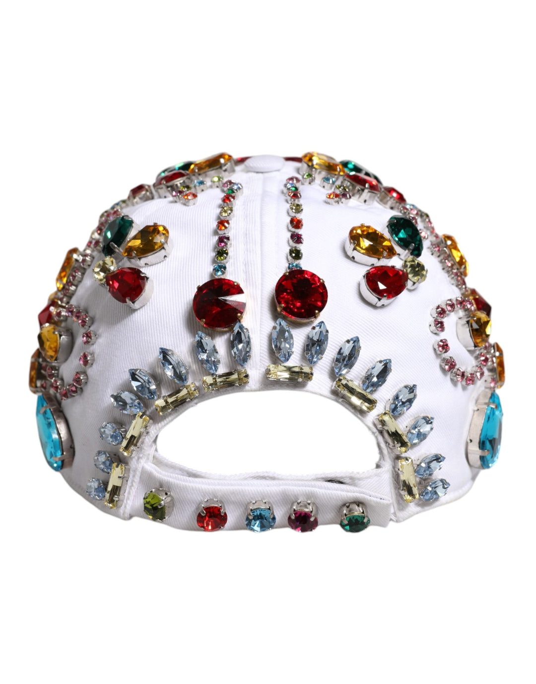 Dolce &amp; Gabbana White Multicolor Crystal Embellish Baseball Cap
