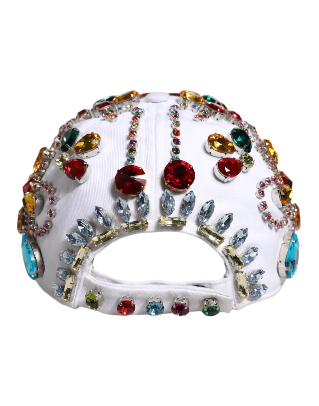 Dolce &amp; Gabbana White Multicolor Crystal Embellish Baseball Cap