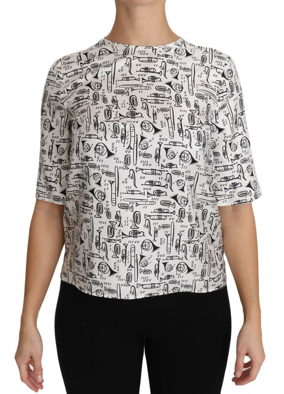 Dolce &amp; Gabbana - White Musical Instruments Print Blouse