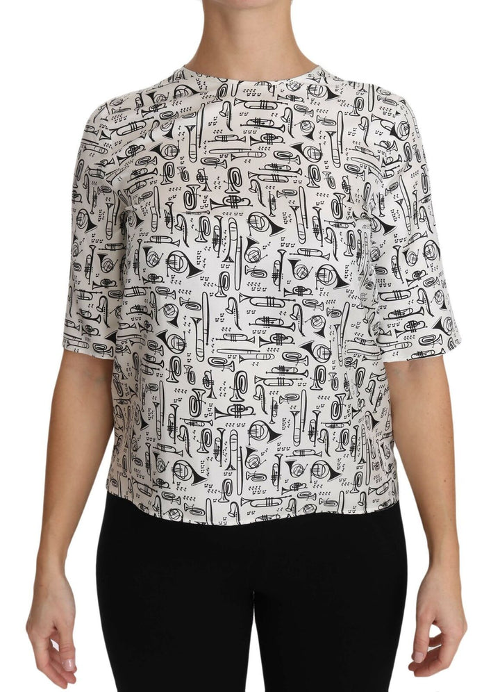 Dolce &amp; Gabbana - White Musical Instruments Print Blouse