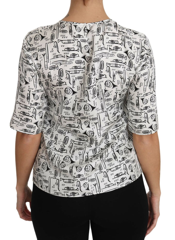 Dolce &amp; Gabbana - White Musical Instruments Print Blouse