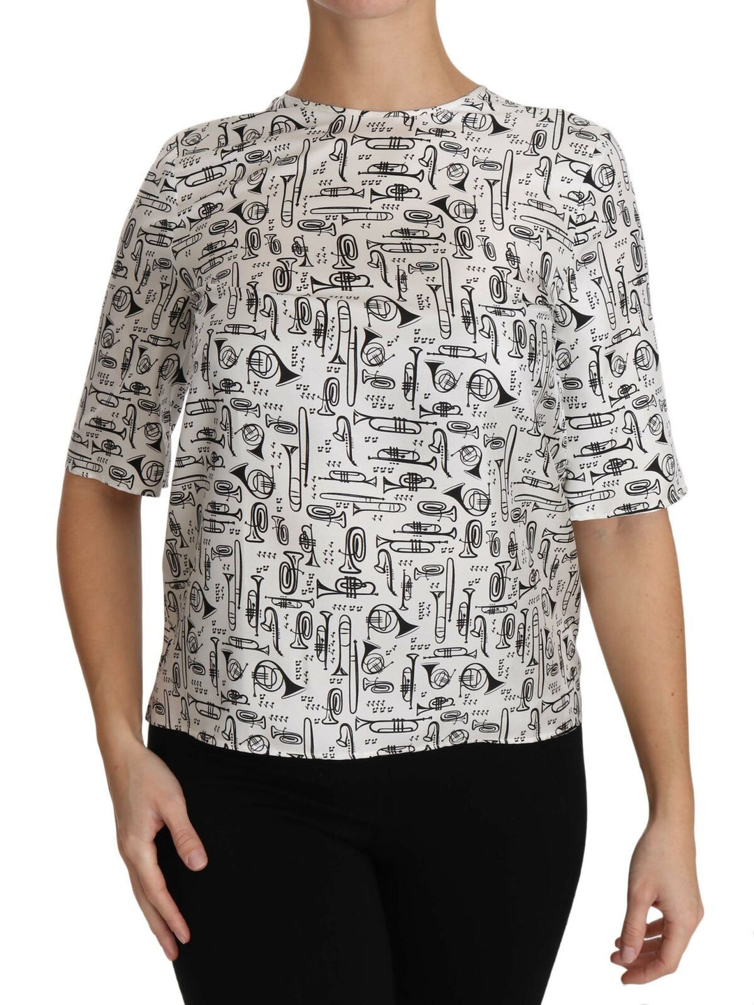 Dolce &amp; Gabbana - White Musical Instruments Print Blouse