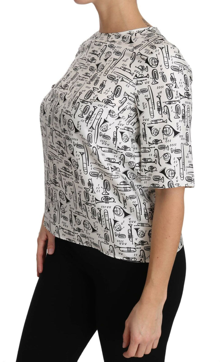 Dolce &amp; Gabbana - White Musical Instruments Print Blouse