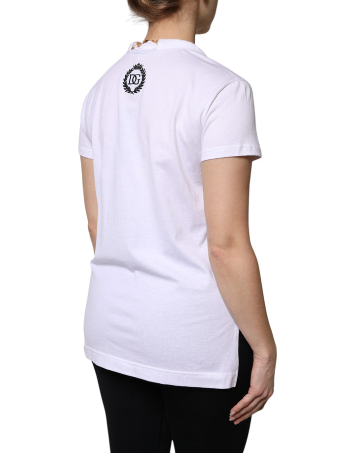 Dolce &amp; Gabbana - White Necklace Cotton Short Sleeve T-shirt