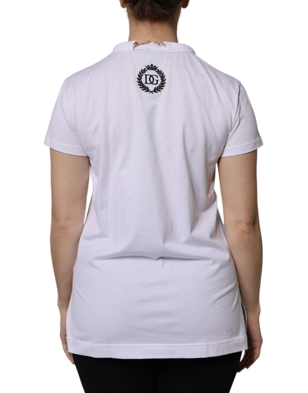 Dolce &amp; Gabbana - White Necklace Cotton Short Sleeve T-shirt