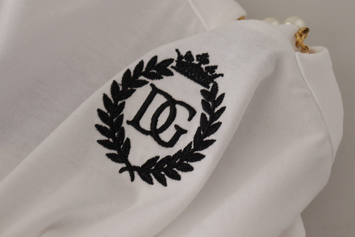 Dolce &amp; Gabbana - White Necklace Embellished Neckline T-shirt Top