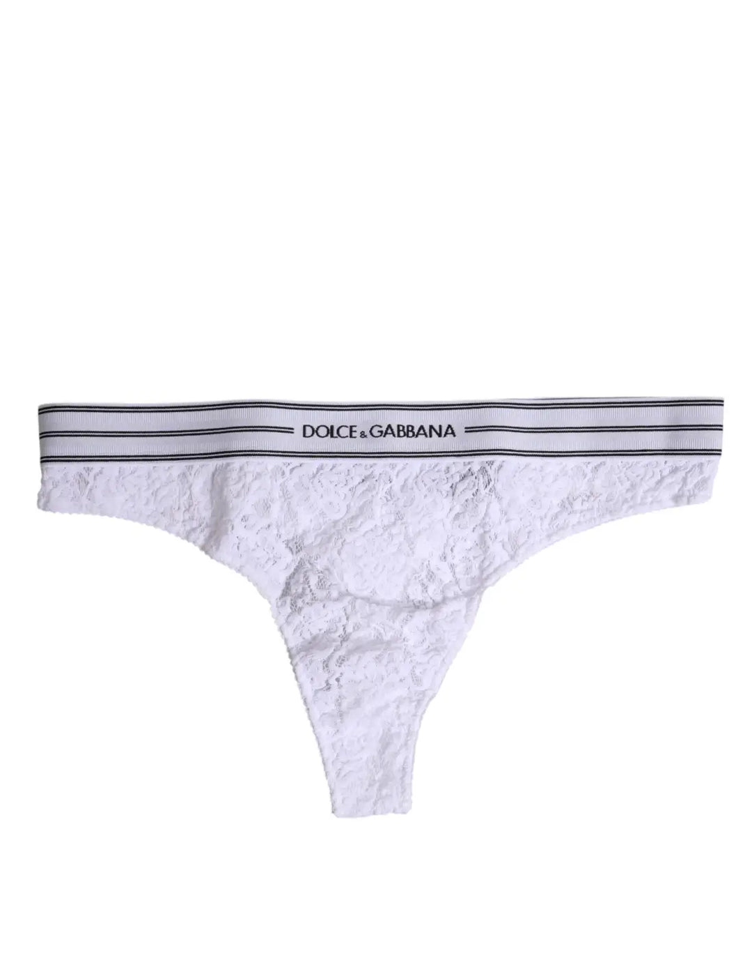 Dolce &amp; Gabbana White Nylon Floral Lace Bottom Panty Underwear