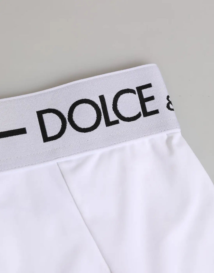 Dolce &amp; Gabbana White Nylon Logo Waistband Coulotte Underwear