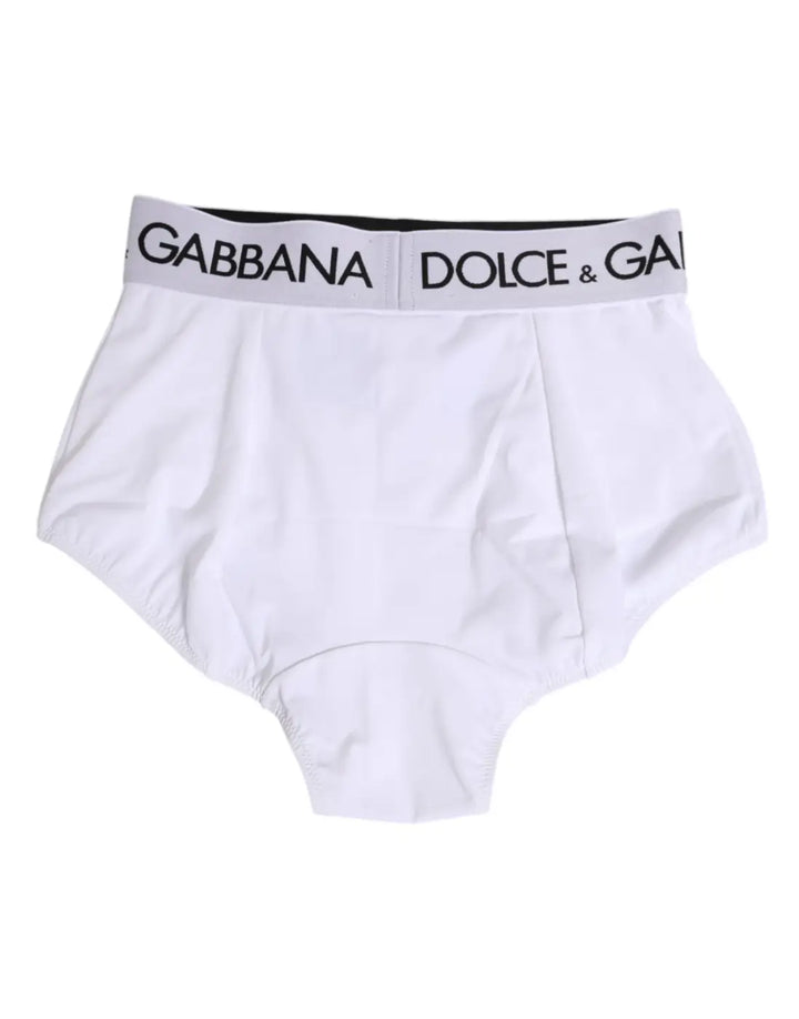 Dolce &amp; Gabbana White Nylon Logo Waistband Coulotte Underwear