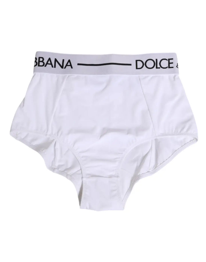 Dolce &amp; Gabbana White Nylon Logo Waistband Coulotte Underwear