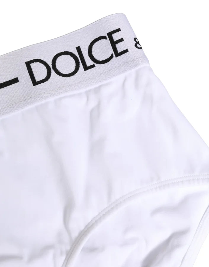 Dolce &amp; Gabbana White Nylon Logo Waistband Panty Underwear