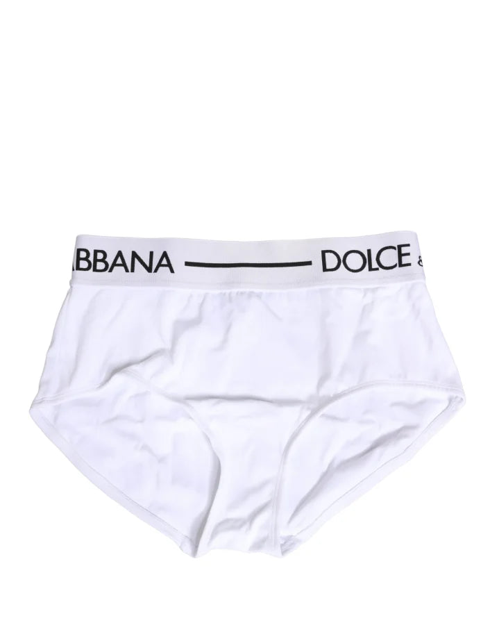 Dolce &amp; Gabbana White Nylon Logo Waistband Panty Underwear