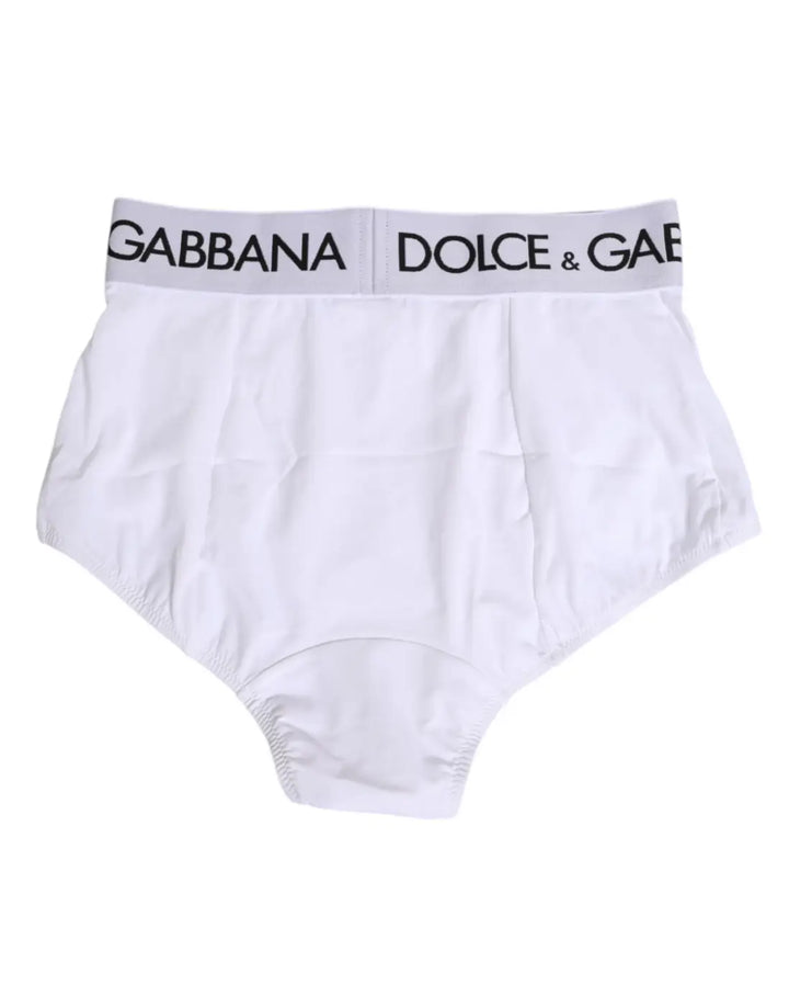 Dolce &amp; Gabbana White Nylon Logo Waistband Panty Underwear