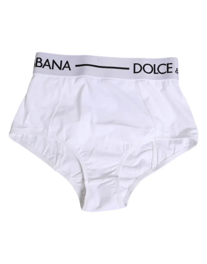 Dolce &amp; Gabbana White Nylon Logo Waistband Panty Underwear
