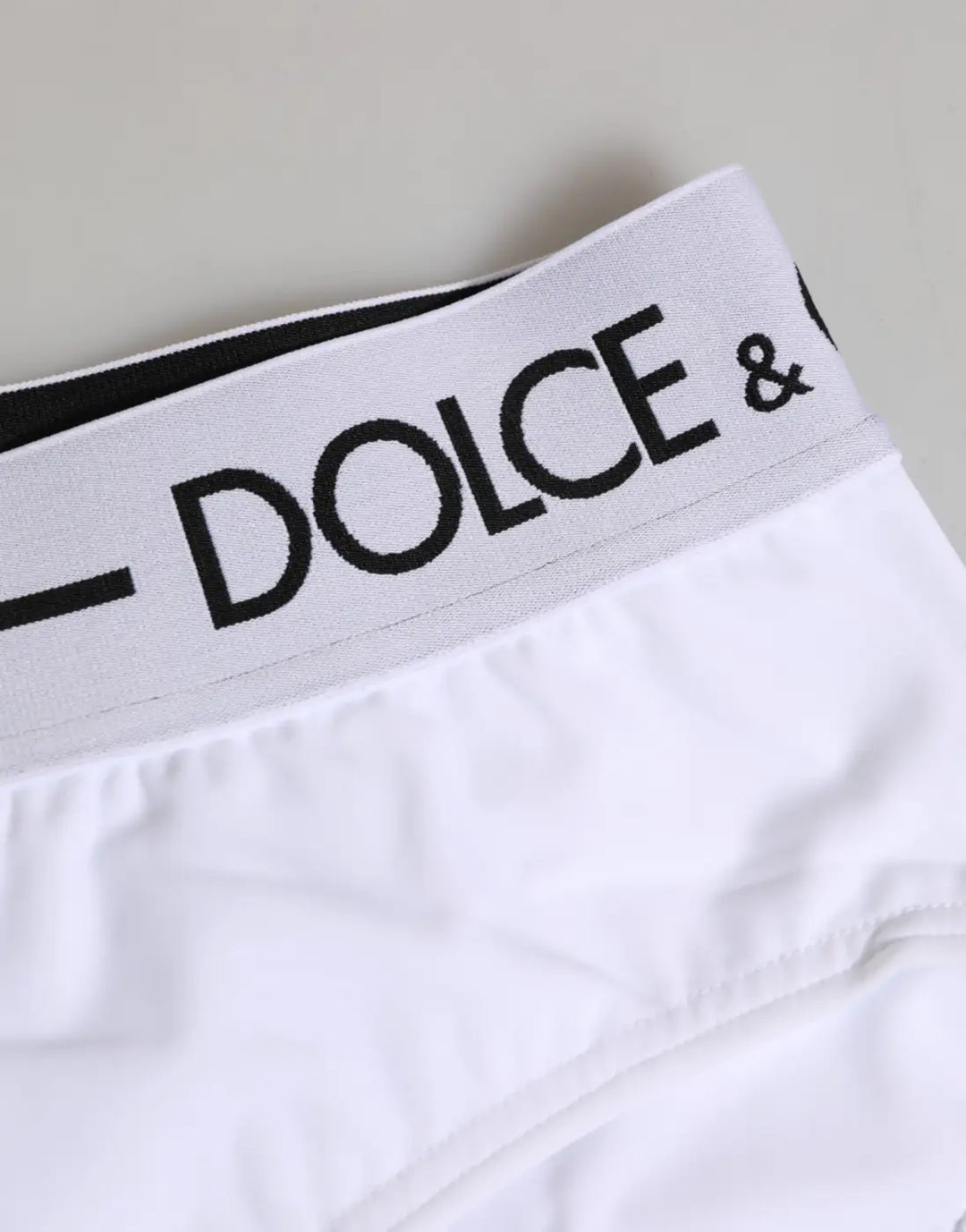 Dolce &amp; Gabbana White Nylon Logo Waistband Shorts Underwear