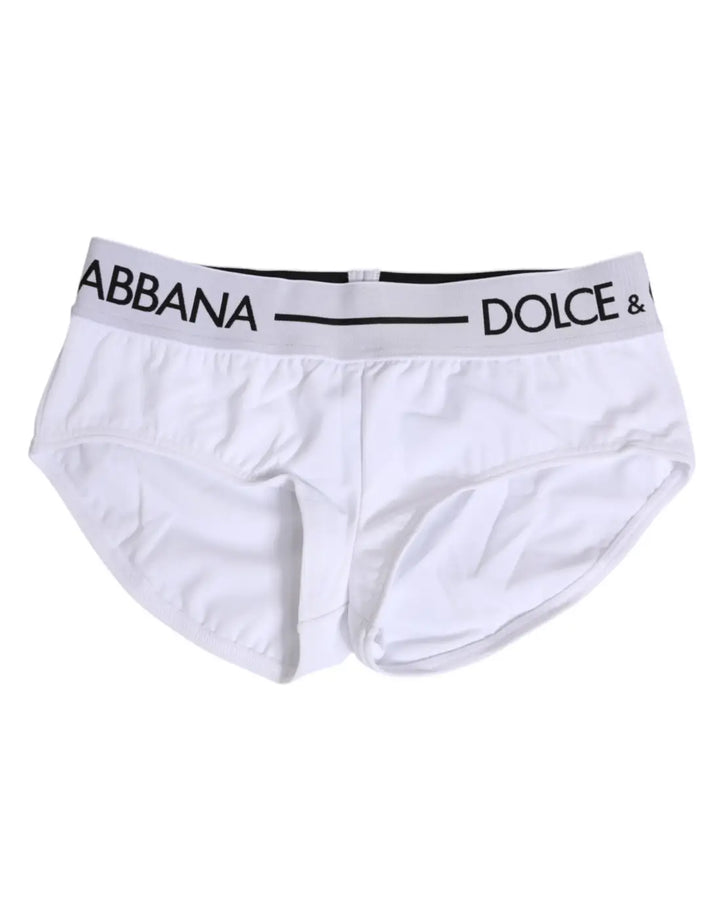 Dolce &amp; Gabbana White Nylon Logo Waistband Shorts Underwear