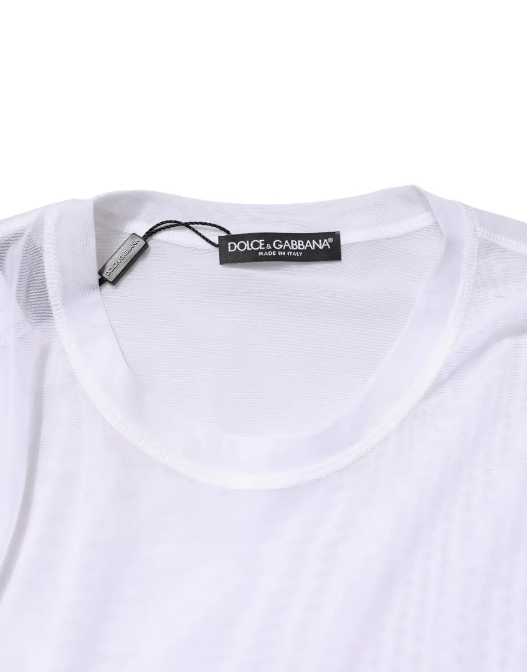 Dolce &amp; Gabbana White Nylon Long Sleeves Crewneck T-Shirt